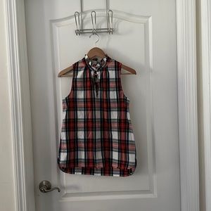 J crew holiday collection Christmas plad sleeveless blouse